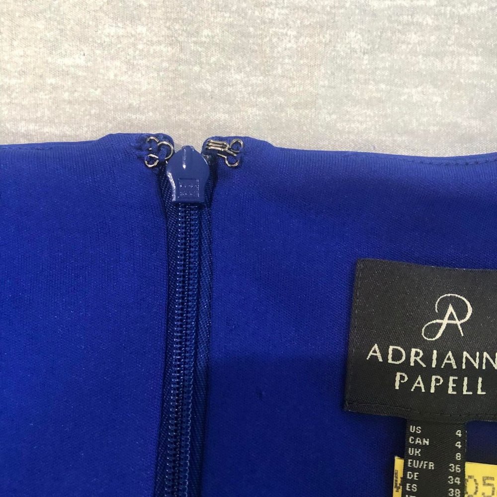 👗Adriana Papell  Womens Blues zippered pouf V Neck Maxi Formal Sheath dress 🌷 - Picture 15 of 16